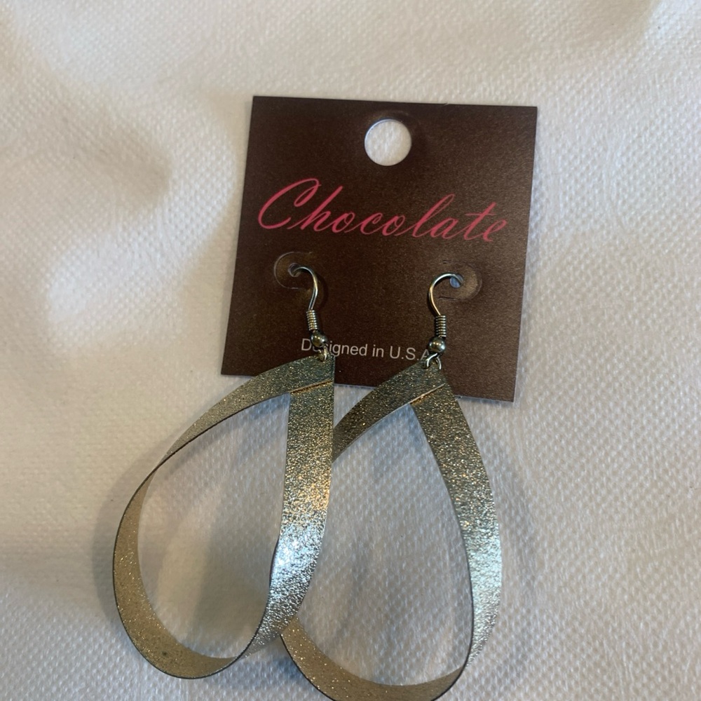 Gold shimmering Teardrop Earrings by Chocolate